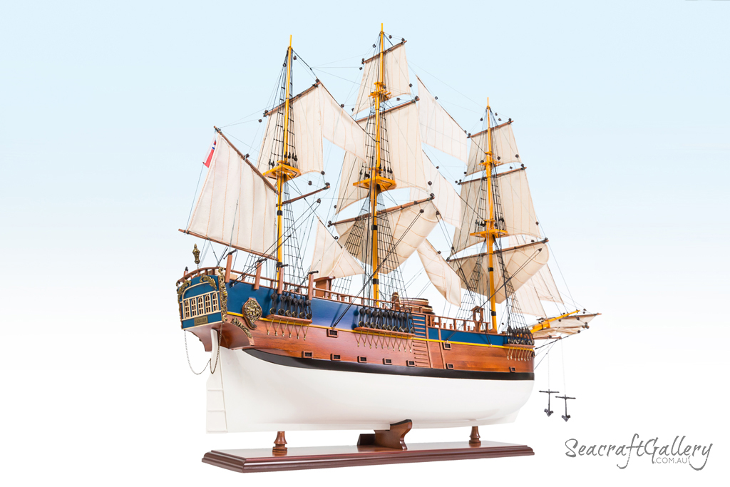 HMS Endeavour Wooden Ship Model for Sale - 95cm | Seacraft Gallery