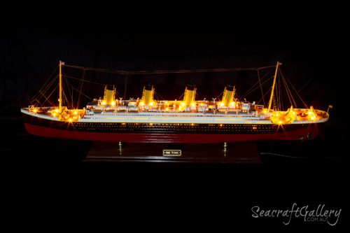 RMS Titanic model with lights